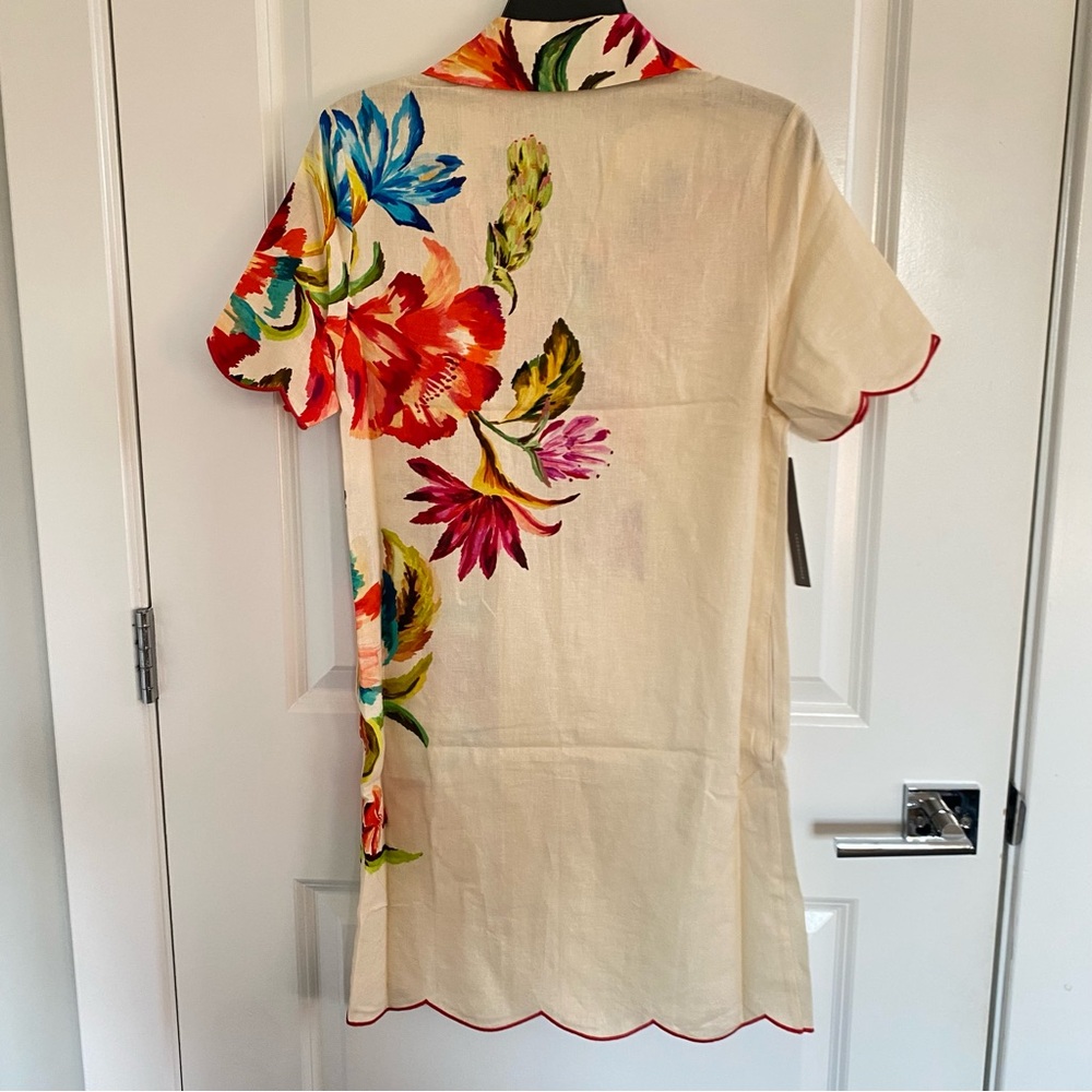 Farm Rio x Anthropologie Scalloped Shirt Dress Sz XS NWT - Picture 7 of 7